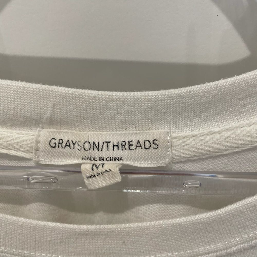 GRAYSON Threads Grateful ivory blue graphic long steeve‎ top M - Picture 5 of 6